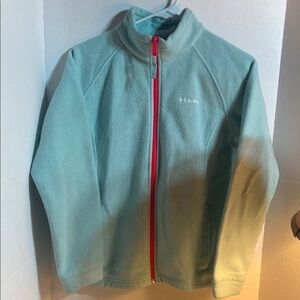 Columbia Aqua Fleece Jacket with Vibrant Red Zipper